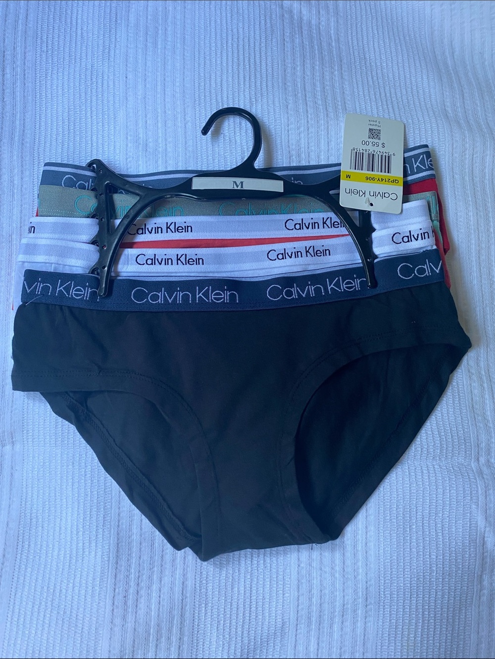 Calvin Klein Women 5 pk Bikinis with Branded Waistband -Size M